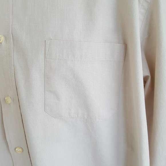 Michelson's of London Men's XL Tan Shirt Button Front Long Sleeve Pocket Cotton - Picture 7 of 11